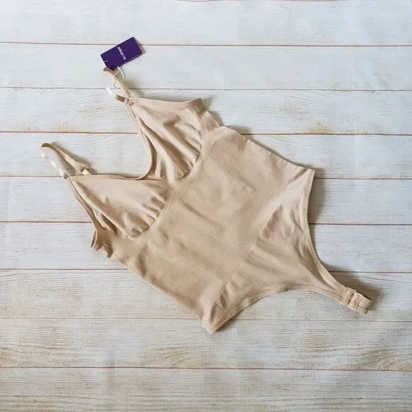 HeyShape Stretchy Snatched Thong Shapewear Bodysuit Neutral Nude Beige XXXL